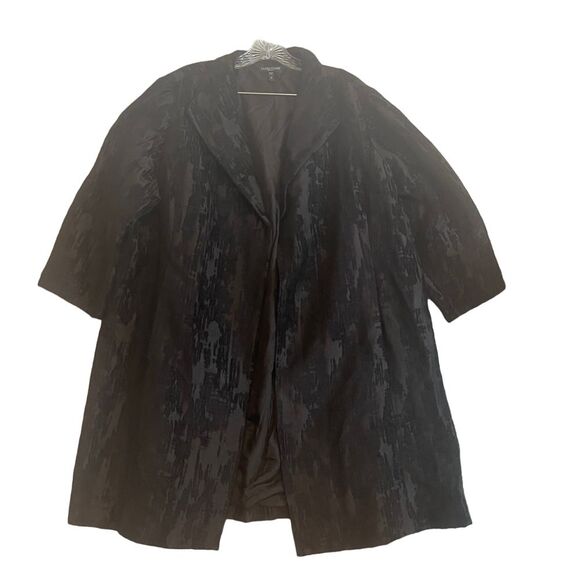 Eileen Fisher Women's Patina Jaquard Open front Coat Stretch, black, plus Sz. 1X - Picture 16 of 16